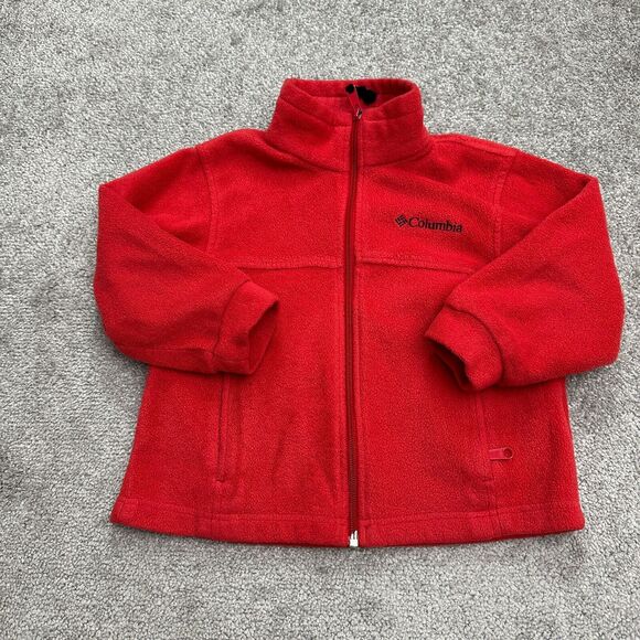 Columbia Steens Mountain Fleece Jacket Boys Kids 4/5 Red Full Zip Outdoor School